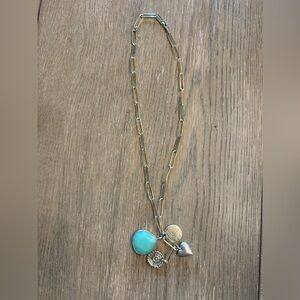 Gold and Turquoise Pendant Necklace from Anthropologie